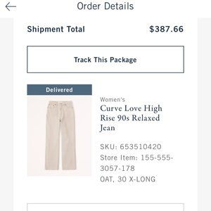 Curve Love High Rise 90s Relaxed Jean - OAT - Size 30 XLong